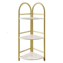 Scaffale decorativo angolare a 3 livelli - Design dorato con effetto marmo per soggiorno e ufficio