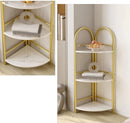 Scaffale decorativo angolare a 3 livelli - Design dorato con effetto marmo per soggiorno e ufficio