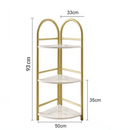 Scaffale decorativo angolare a 3 livelli - Design dorato con effetto marmo per soggiorno e ufficio