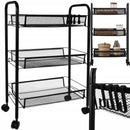 Scaffale metallico mobile con ruote, 3 ripiani, nero - Organizzazione multifunzionale