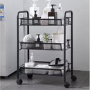 Scaffale metallico mobile con ruote, 3 ripiani, nero - Organizzazione multifunzionale
