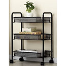 Scaffale metallico mobile con ruote, 3 ripiani, nero - Organizzazione multifunzionale