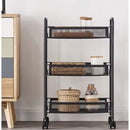 Scaffale metallico mobile con ruote, 3 ripiani, nero - Organizzazione multifunzionale