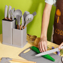 Set 19 Utensili da Cucina in Silicone con Supporto - Manici in Legno, Resistenti a 230°C