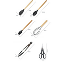 Set 19 Utensili da Cucina in Silicone con Supporto - Manici in Legno, Resistenti a 230°C
