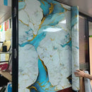 Pellicola Autoadesiva per Pareti Effetto Marmo Azzurro Pastello con Oro 0,6x3m - Design Premium