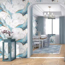 Pellicola Autoadesiva per Pareti Effetto Marmo Azzurro Pastello con Oro 0,6x3m - Design Premium