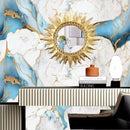 Pellicola Autoadesiva per Pareti Effetto Marmo Azzurro Pastello con Oro 0,6x3m - Design Premium