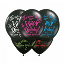 Palloncino Nero Happy Birthday in Lattice Premium - Decorazioni Eleganti per Compleanni