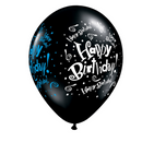 Palloncino Nero Happy Birthday in Lattice Premium - Decorazioni Eleganti per Compleanni