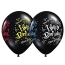 Palloncino Nero Happy Birthday in Lattice Premium - Decorazioni Eleganti per Compleanni
