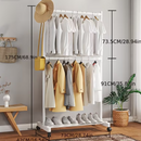 Appendiabiti con Ripiani e Barra per Grucce, 73 x 42 x 175 cm, Organizer Multifunzione per Camera da Letto, Ingresso o Cabina Armadio