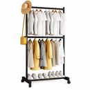 Appendiabiti con Ripiani e Barra per Grucce, 73 x 42 x 175 cm, Organizer Multifunzione per Camera da Letto, Ingresso o Cabina Armadio