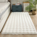 Tappeto Soffice in Pelliccia Sintetica Design 3D Bubble 180x230cm - Bianco Nordic per Soggiorno e Camera da Letto