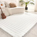 Tappeto Soffice in Pelliccia Sintetica Design 3D Bubble 180x230cm - Bianco Nordic per Soggiorno e Camera da Letto