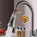 Testina per Rubinetto 3-in-1 Girevole 360° - Antispruzzo con Getto Regolabile per Lavello Cucina