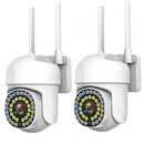 Set 2 Telecamere di Sorveglianza WiFi da Esterno/Interno con Visione Notturna a Colori, Controllo da Telefono, Rilevamento Movimento