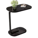 Tavolino laterale ovale effetto marmo nero - portatile ed elegante 45x28x60 cm