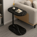 Tavolino laterale ovale effetto marmo nero - portatile ed elegante 45x28x60 cm