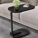 Tavolino laterale ovale effetto marmo nero - portatile ed elegante 45x28x60 cm