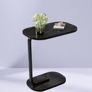 Tavolino laterale ovale effetto marmo nero - portatile ed elegante 45x28x60 cm