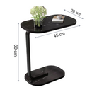 Tavolino laterale ovale effetto marmo nero - portatile ed elegante 45x28x60 cm