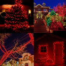 Catena Luminosa a Rullo 100m con 500 LED Rossi | 8 Giochi di Luce | IP44 per Decorazioni Festive