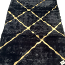 Tappeto Premium in Pelliccia Sintetica 3D Bubble 120x180cm - Design Nero con Strisce Dorate, Morbido e Soffice