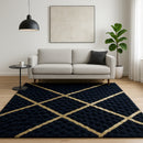 Tappeto Premium in Pelliccia Sintetica 3D Bubble 120x180cm - Design Nero con Strisce Dorate, Morbido e Soffice