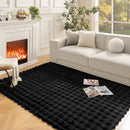 Tappeto in Pelliccia Sintetica Design 3D Bubble Nordic 180x230cm - Morbido e Soffice per Soggiorno e Camera da Letto, Nero