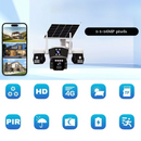 Telecamera di Sorveglianza Solare 4G con 3 Obiettivi, Rotazione Automatica, Tracciamento Intelligente, Night Vision a Colori,  Controllo da Telefono V380 Pro