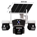 Telecamera di Sorveglianza Solare 4G con 3 Obiettivi, Rotazione Automatica, Tracciamento Intelligente, Night Vision a Colori,  Controllo da Telefono V380 Pro