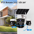 Telecamera di Sorveglianza Solare WIFI con 3 Obiettivi, Rotazione Automatica, Tracciamento Intelligente, Night Vision a Colori, Controllo da Smartphone V380 Pro