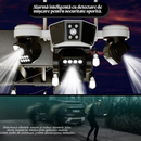 Telecamera di Sorveglianza Solare WIFI con 3 Obiettivi, Rotazione Automatica, Tracciamento Intelligente, Night Vision a Colori, Controllo da Smartphone V380 Pro