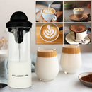 Montalatte Elettrico 450ml, con Bicchiere in Vetro Resistente al Calore, Schiuma Densa e Uniforme, Ideale per Cappuccino, Latte e Caffè