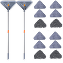 SET 2X Mop Triangolare Allungabile Multifunzione - 6 Panni, Racla, Prolunga 2.5m