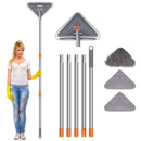 SET 2X Mop Triangolare Allungabile Multifunzione - 6 Panni, Racla, Prolunga 2.5m