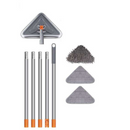 SET 2X Mop Triangolare Allungabile Multifunzione - 6 Panni, Racla, Prolunga 2.5m