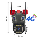 Telecamera di Sorveglianza 4G 12MP Ultra HD PTZ, Zoom 5X, Visione Notturna a Colori, Rilevamento del Movimento, Audio Bidirezionale, Sirena Integrata, Esterno/Interno