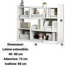 Libreria Girevole Estensibile con 6 Scomparti, 40-80 x 15 x 80 cm, Bianco