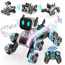 Cane Robot Intelligente Stunt Dog, 8WD con Ruote Mecanum Omnidirezionali, Controllo tramite Telecomando e Gesti, Rotazione 360°, Luci LED ed Effetti Sonori