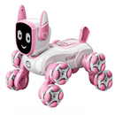 Cane Robot Interattivo 2 in 1 con 8 Ruote Mecanum, Controllo Gestuale e Telecomando, Rotazione 360, LED ed Effetti Sonori