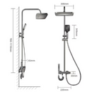 Sistema Doccia Smart con Luci LED, Display LED, Controllo Termostatico, 4 Modalità di Getto, Rotazione 360°, Soffione Doccia e Rubinetto a Scomparsa, Senza Collegamento Elettrico