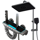 Sistema Doccia Smart 4-in-1 con Display LED della Temperatura, Controllo Termostatico, Soffione a Pioggia, Soffione Doccia 3 Modalità, Cascata, Bidet Esterno e Rotazione 360