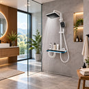 Sistema Doccia Smart Termostatico con Display Digitale, 4 Funzioni, Tasti a Pianoforte, Doccia a Pioggia, Cascata Nascosta, Bidet e Design Compatto