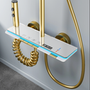 Sistema Doccia Smart Termostatico Dorato con Display LED della Temperatura, Tasti a Pianoforte, Doccia a Pioggia, Soffione Doccia