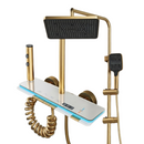 Sistema Doccia Smart Termostatico Dorato con Display LED della Temperatura, Tasti a Pianoforte, Doccia a Pioggia, Soffione Doccia