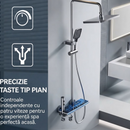 Sistema Doccia Premium con Illuminazione LED e Display Digitale, Pannello Touch Stile Piano, Montaggio a Parete, Design Moderno