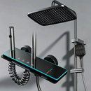 Sistema Doccia Smart Termostatico con Display Digitale, Tasti Piano, Doccia Soft Rain e Cascata Nascosta, Design Moderno per il Bagno