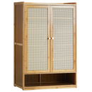 Scarpiera in Bambù con Ante Effetto Rattan, Spaziosa, Organizer per Calzature, Design Moderno, 94 x 32 x 60 cm